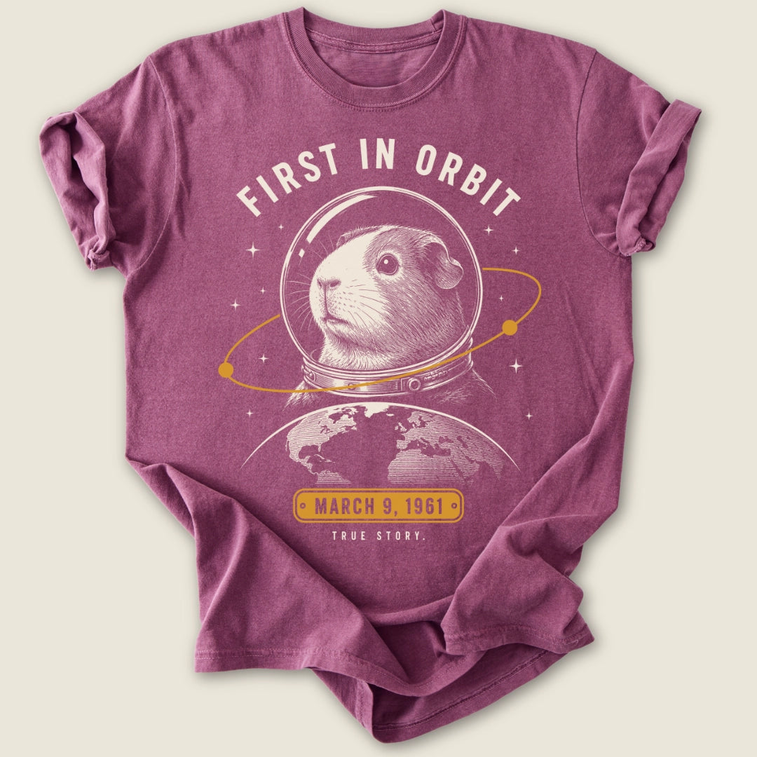 First In Orbit T-shirt-Tee-Berry-Guinea Pig Culture