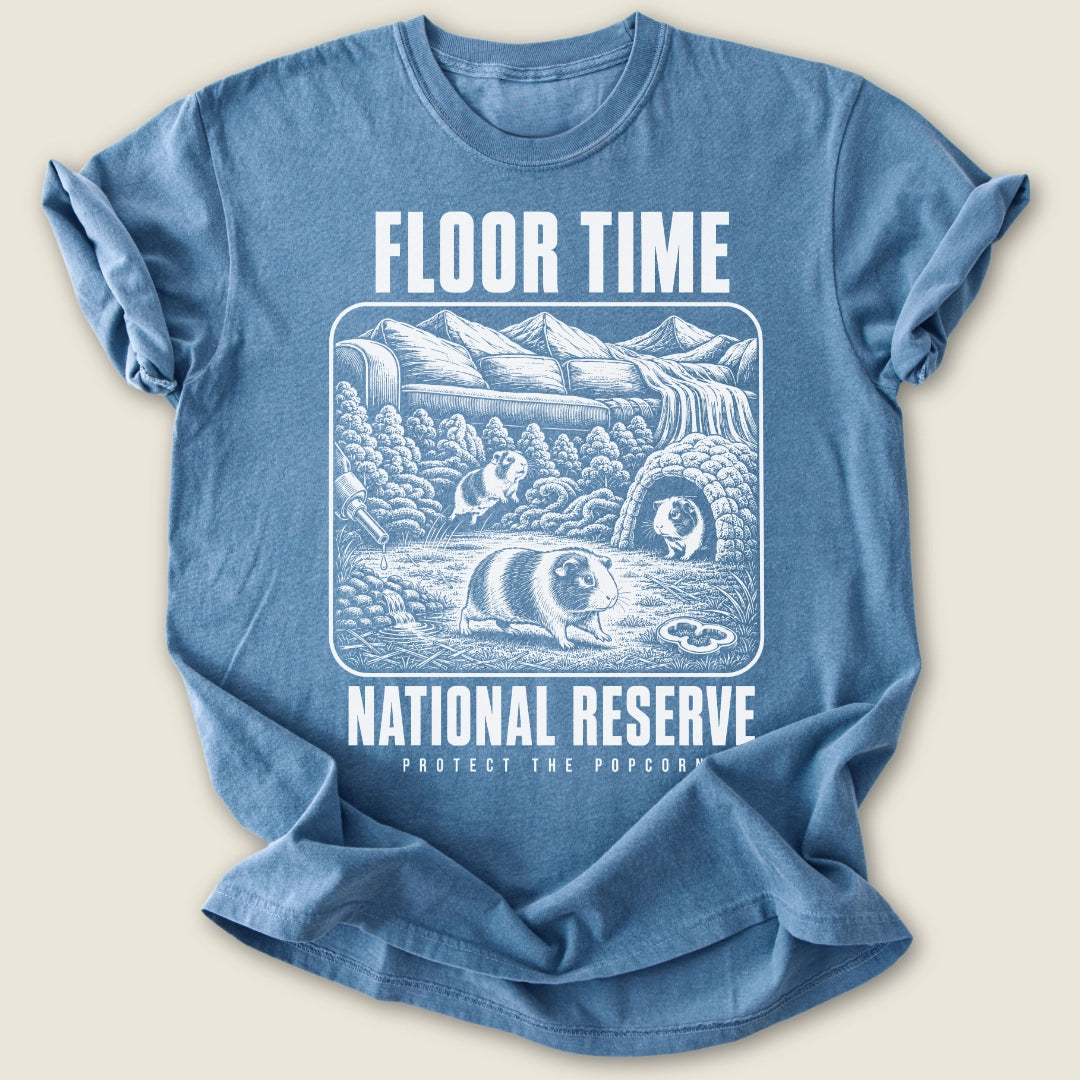 Floor Time National Reserve T-shirt-Tee-Blue Jean-Guinea Pig Culture