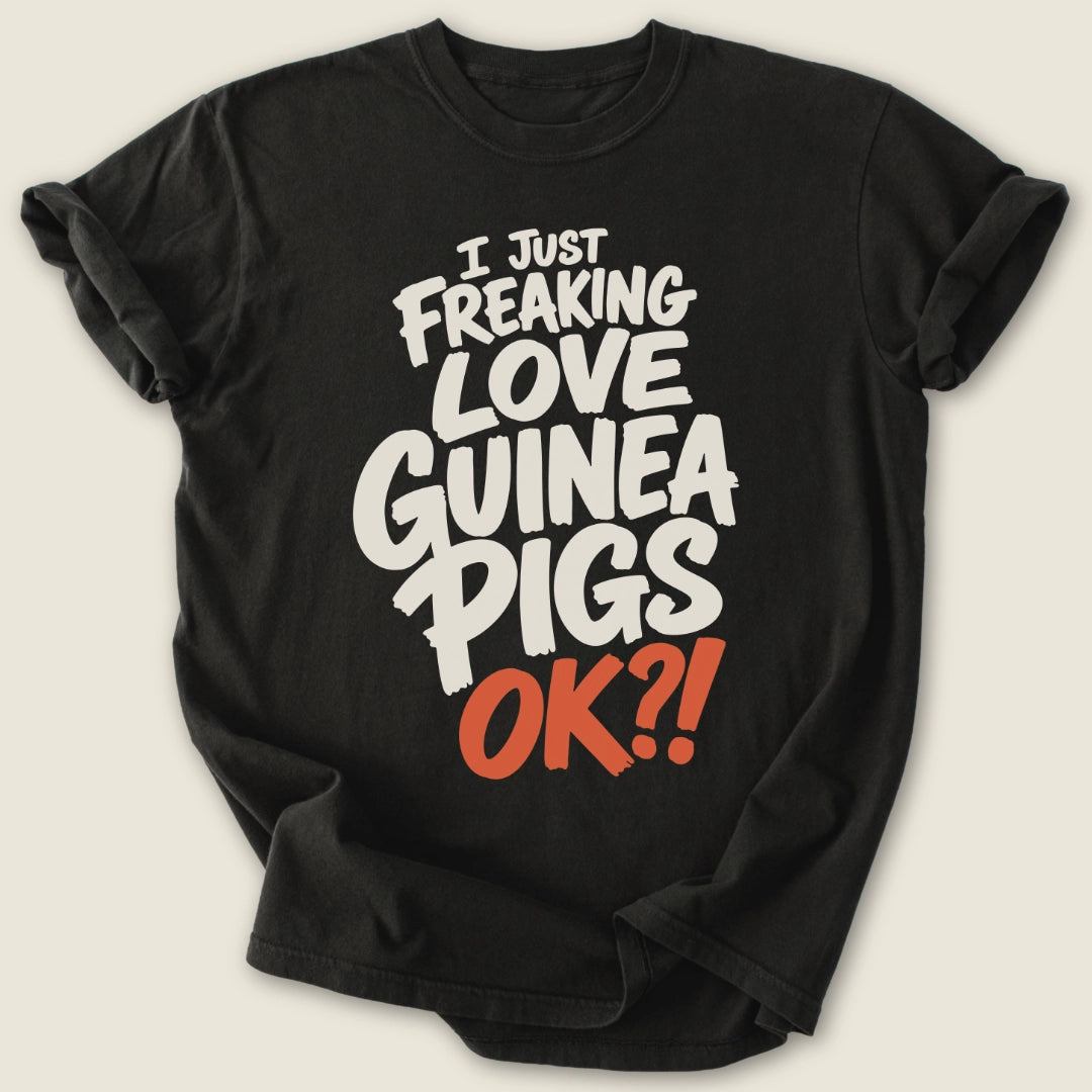 Freaking Love Guinea Pigs T-shirt-Tee-Black-Guinea Pig Culture
