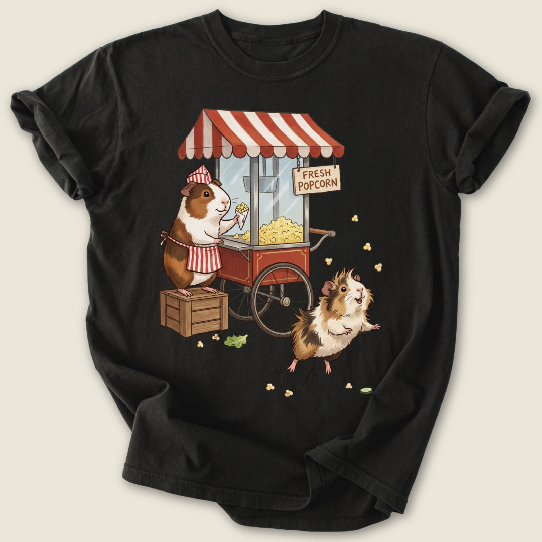 Fresh Popcorn T-shirt-Tee-Black-Guinea Pig Culture