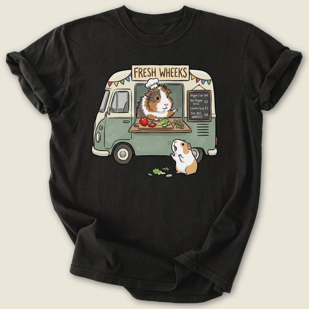 Fresh Wheeks T-shirt-Tee-Black-Guinea Pig Culture