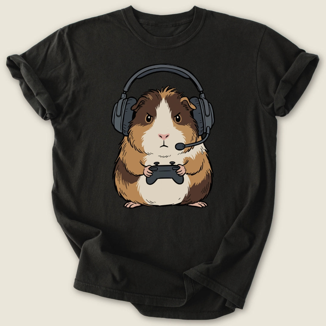 Gamer Piggy T-shirt-Tee-Black-Guinea Pig Culture