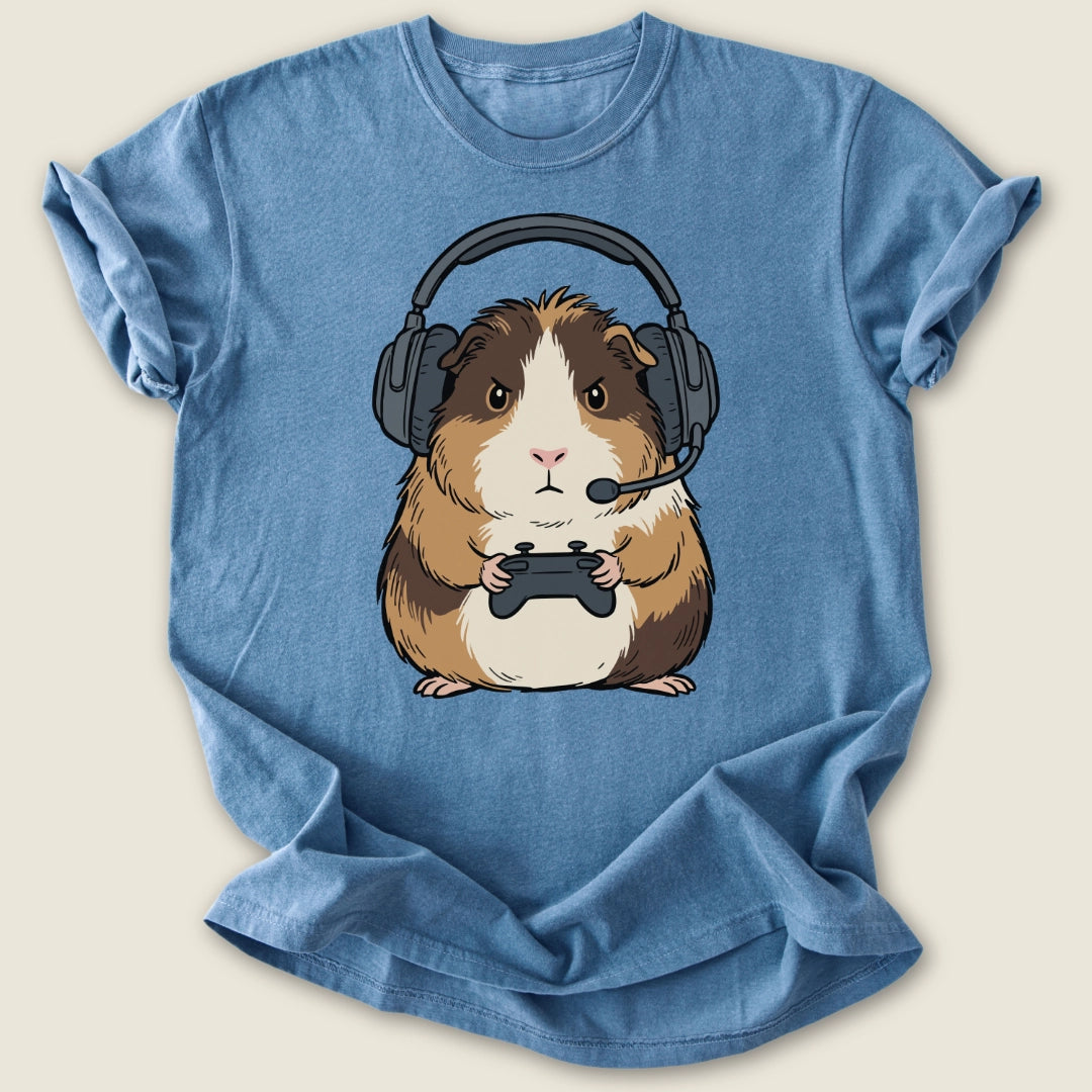 Gamer Piggy T-shirt-Tee-Blue Jean-Guinea Pig Culture