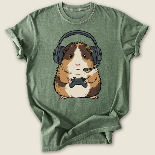 Gamer Piggy T-shirt-Tee-Moss-Guinea Pig Culture