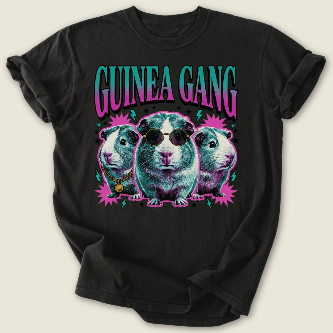 Guinea Gang T-shirt-Tee-Black-Guinea Pig Culture