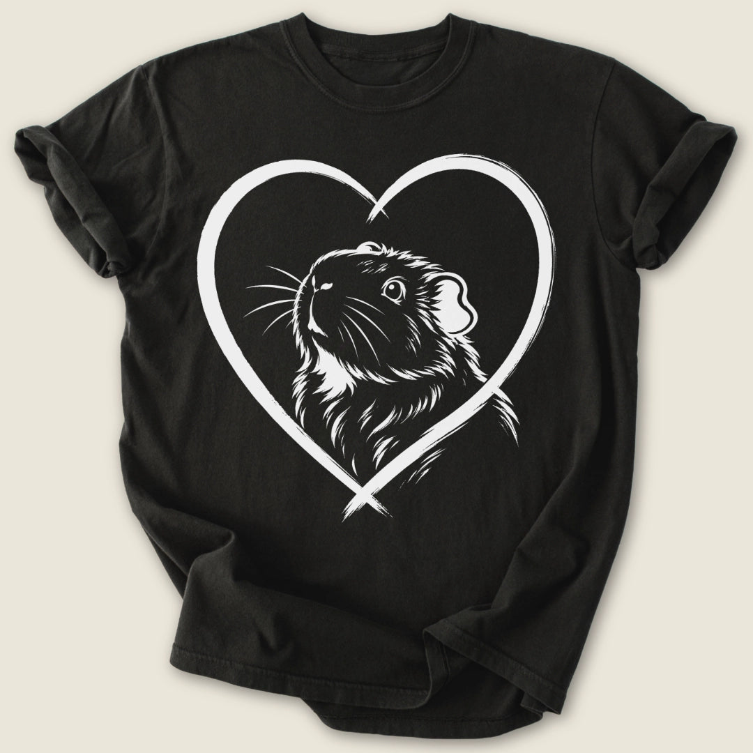 Guinea Heart T-shirt-Tee-Black-Guinea Pig Culture