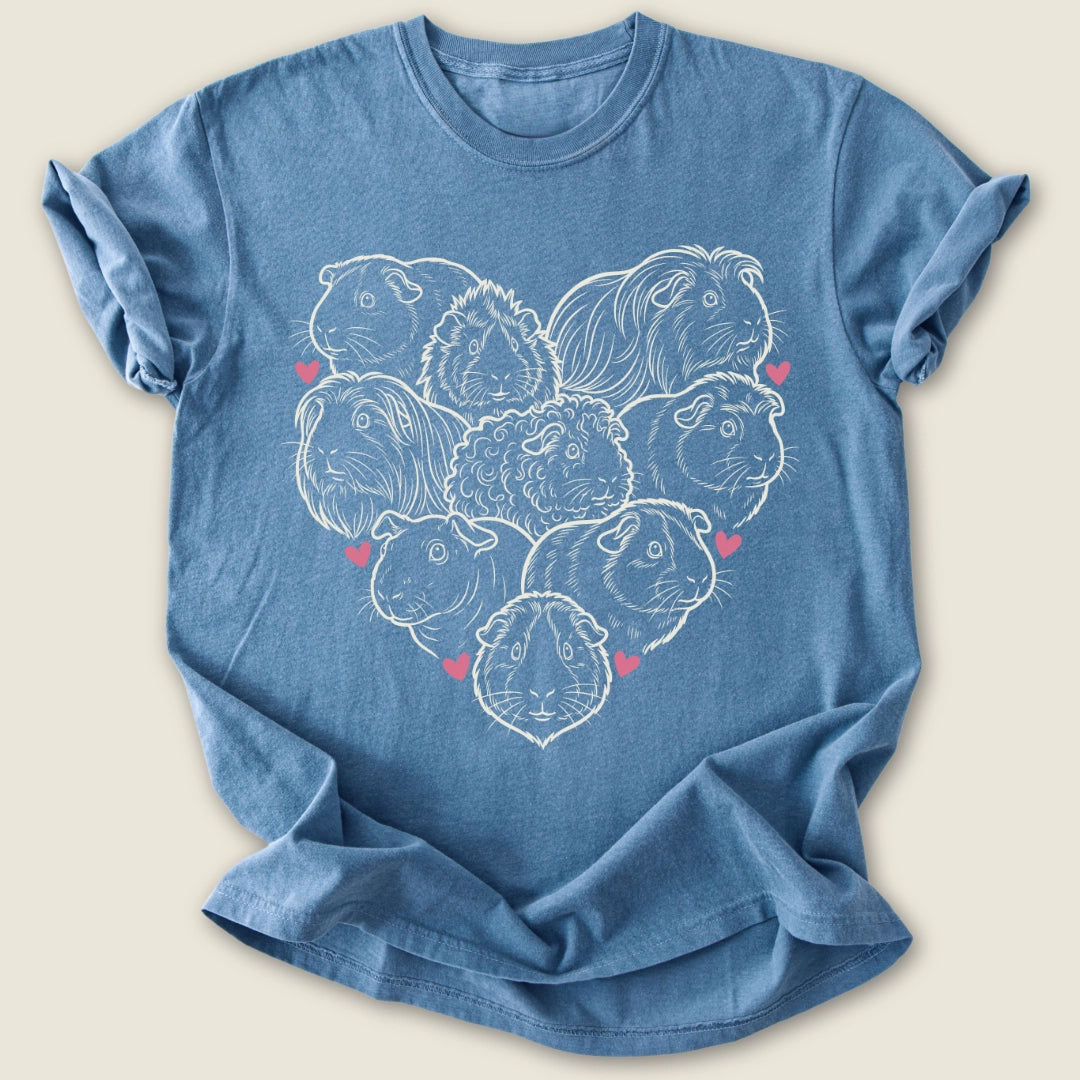 Heart Full of Wheeks T-shirt-Tee-Blue Jean-Guinea Pig Culture