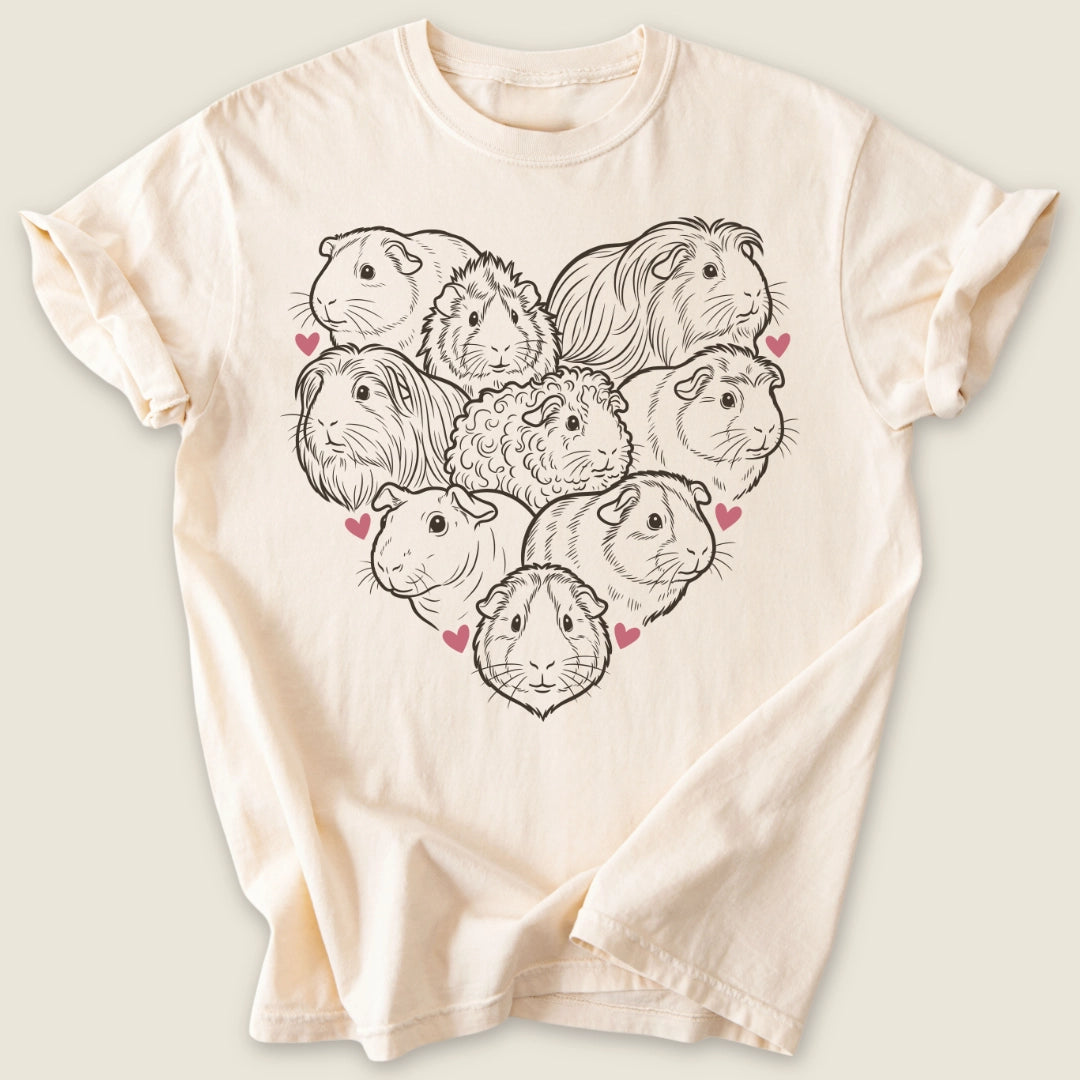 Heart Full of Wheeks T-shirt-Tee-Ivory-Guinea Pig Culture