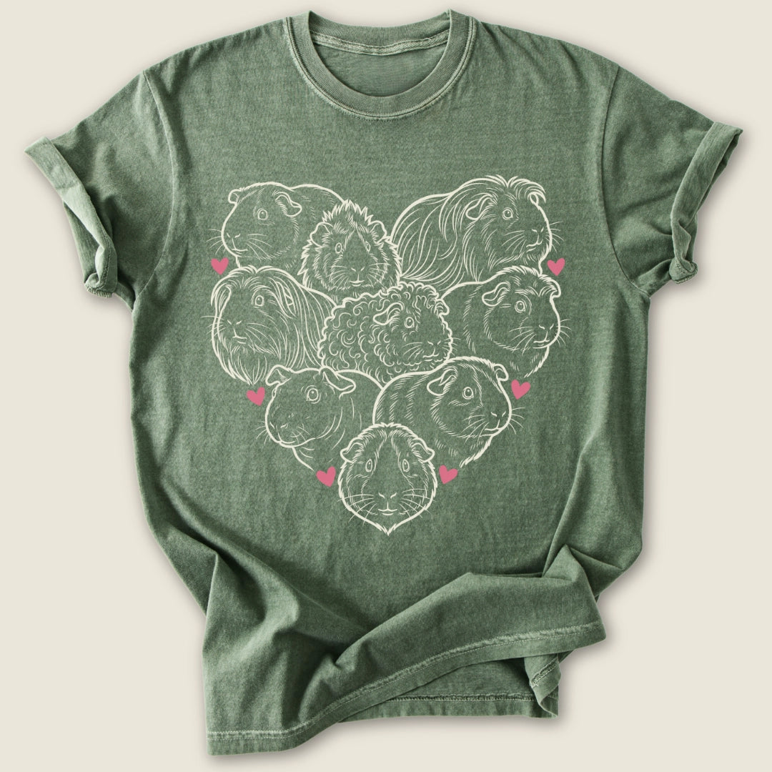 Heart Full of Wheeks T-shirt-Tee-Moss-Guinea Pig Culture
