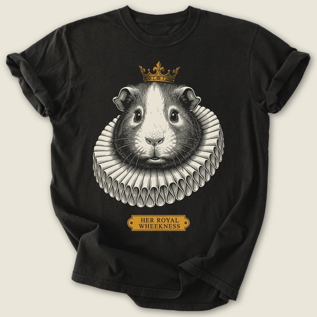 Her Royal Wheekness T-shirt-Tee-Black-Guinea Pig Culture