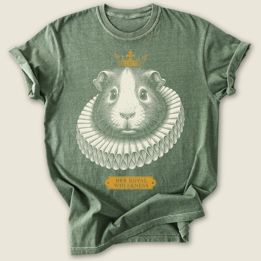 Her Royal Wheekness T-shirt-Tee-Moss-Guinea Pig Culture