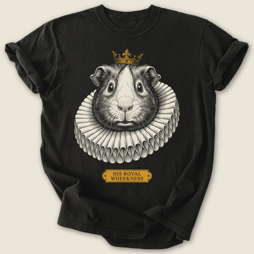 His Royal Wheekness T-shirt-Tee-Black-Guinea Pig Culture