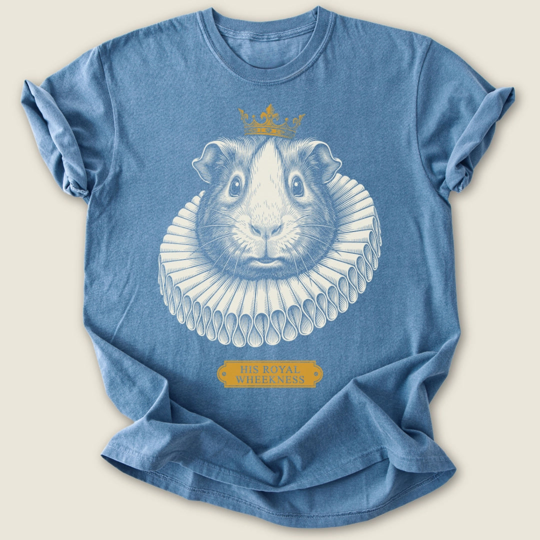 His Royal Wheekness T-shirt-Tee-Blue Jean-Guinea Pig Culture