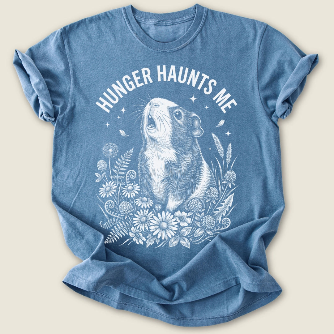 Hunger Haunts Me T-shirt-Tee-Blue Jean-Guinea Pig Culture
