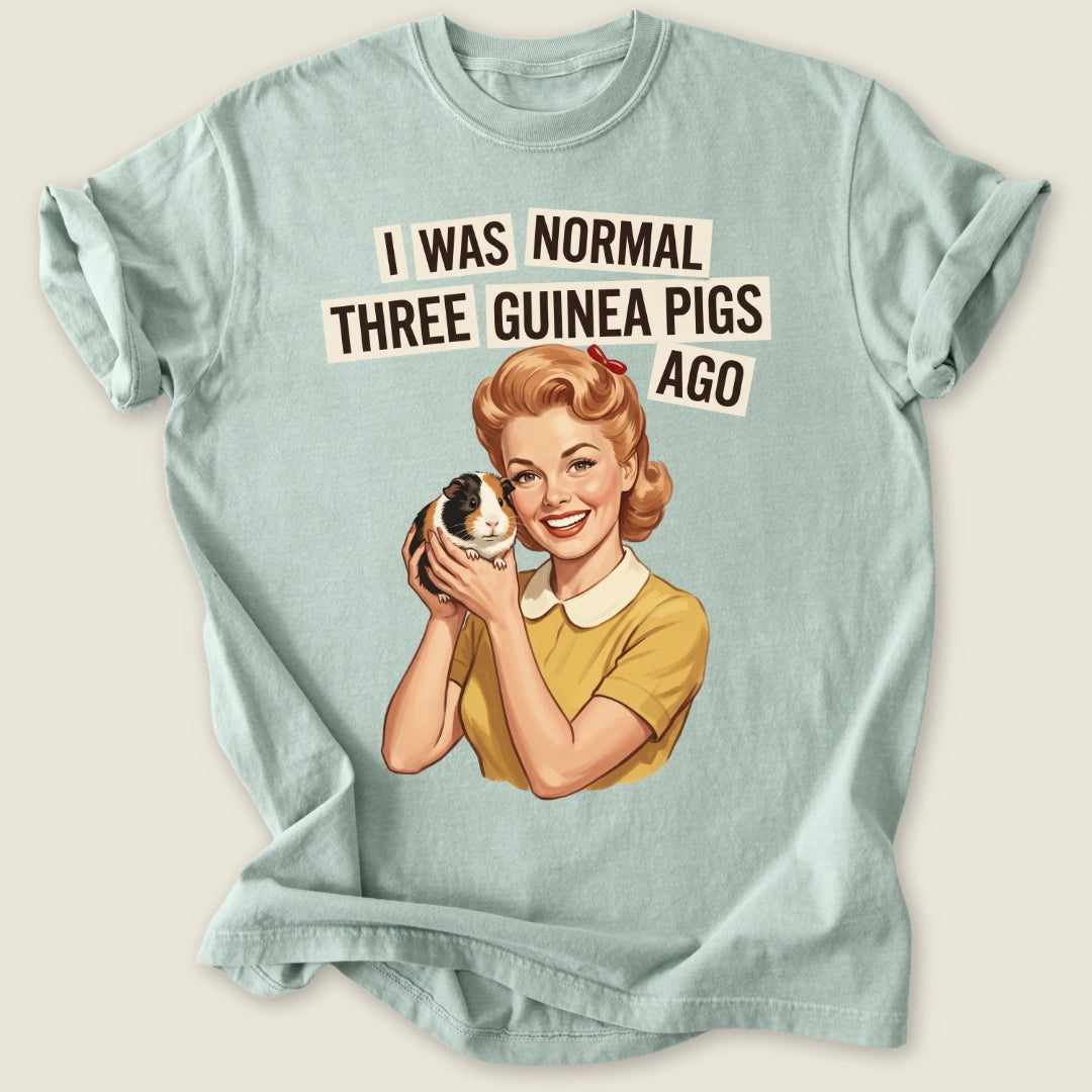 I Was Normal 3 Guinea Pigs Ago T-shirt-Tee-Bay-Guinea Pig Culture
