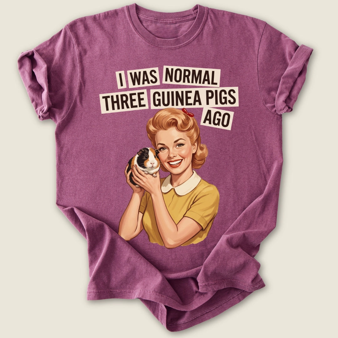 I Was Normal 3 Guinea Pigs Ago T-shirt-Tee-Berry-Guinea Pig Culture