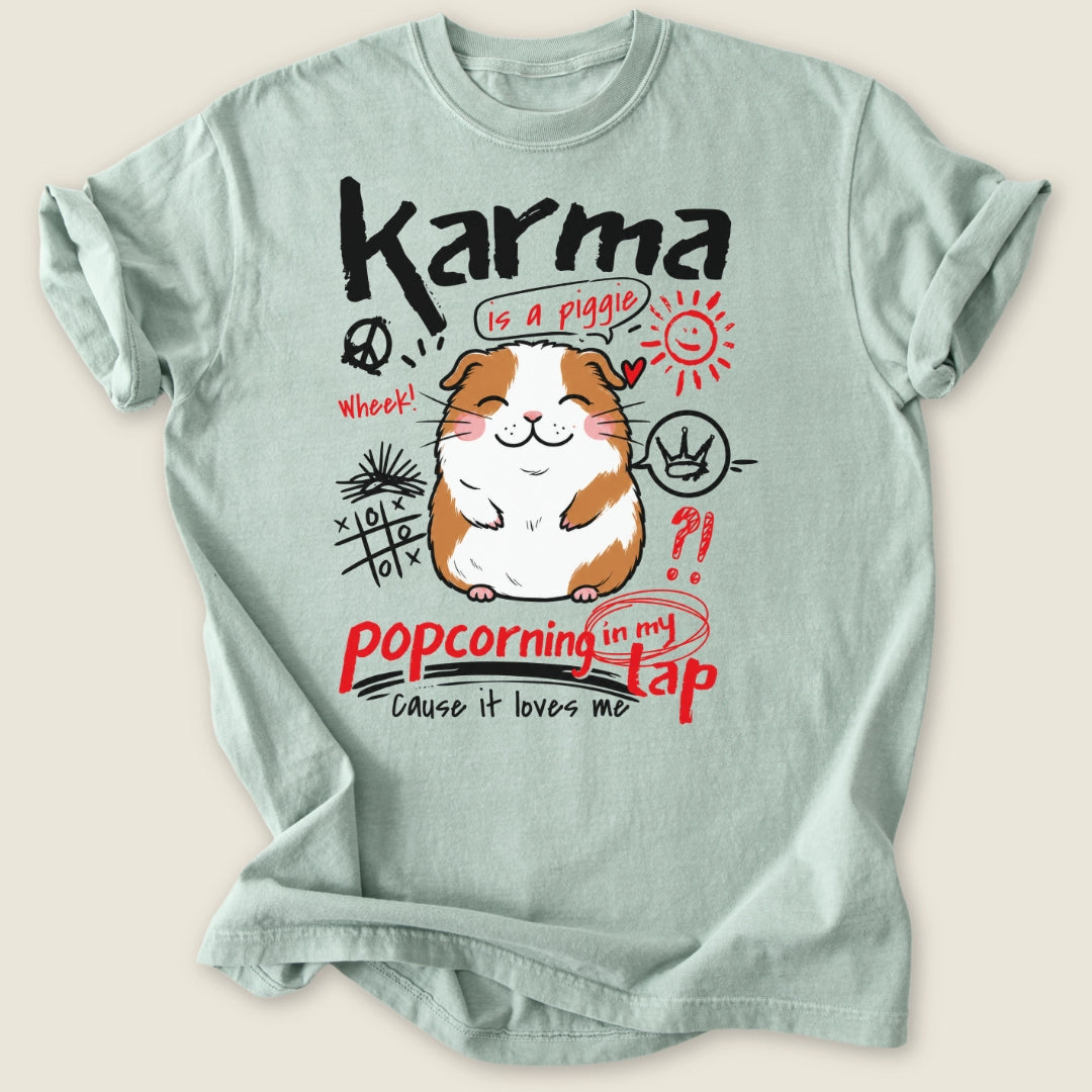 Karma Is A Piggie T-shirt-Tee-Bay-Guinea Pig Culture