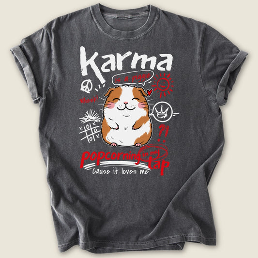 Karma Is A Piggie T-shirt-Tee-Pepper-Guinea Pig Culture
