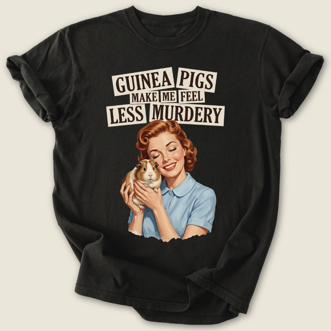 Less Murdery T-shirt-Tee-Black-Guinea Pig Culture