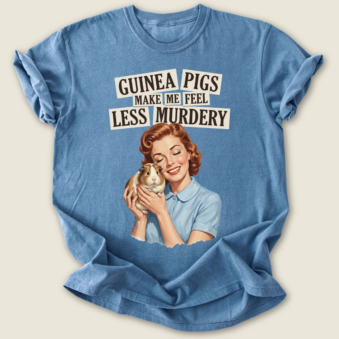 Less Murdery T-shirt-Tee-Blue Jean-Guinea Pig Culture
