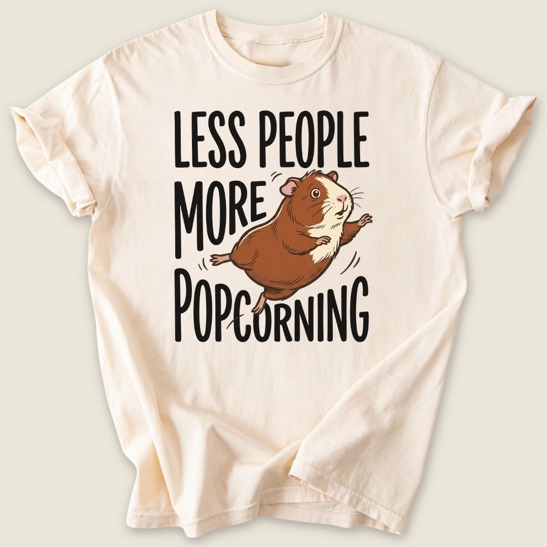 Less People More Popcorning T-shirt-Tee-Ivory-Guinea Pig Culture
