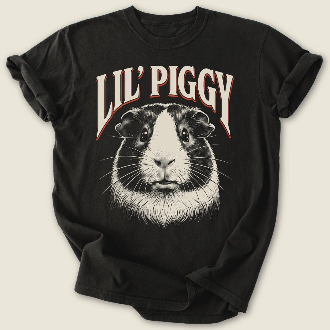 Lil' Piggy T-shirt-Tee-Black-Guinea Pig Culture