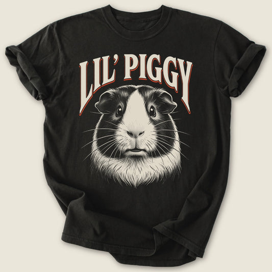 Lil' Piggy T-shirt-Tee-Black-Guinea Pig Culture