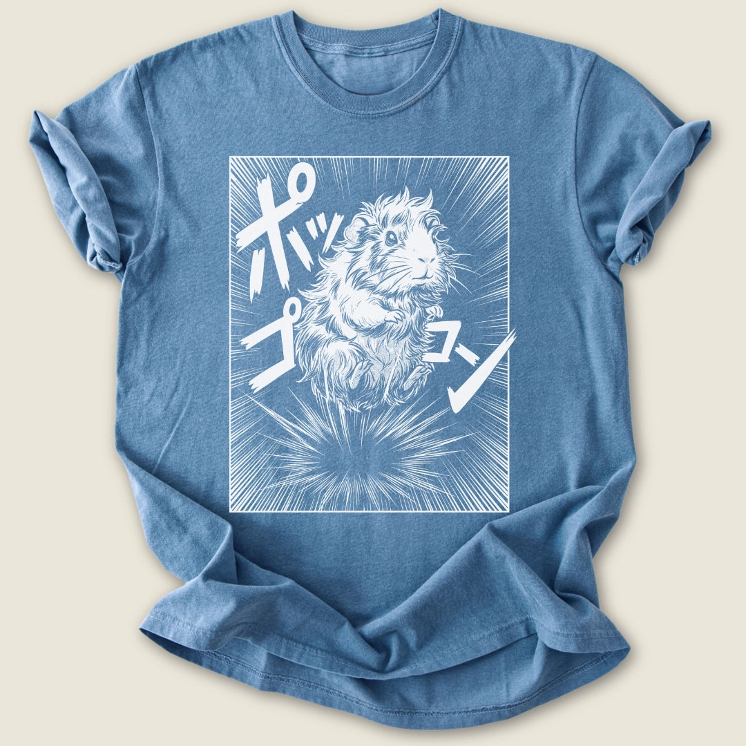 Manga Popcorn T-shirt-Tee-Blue Jean-Guinea Pig Culture