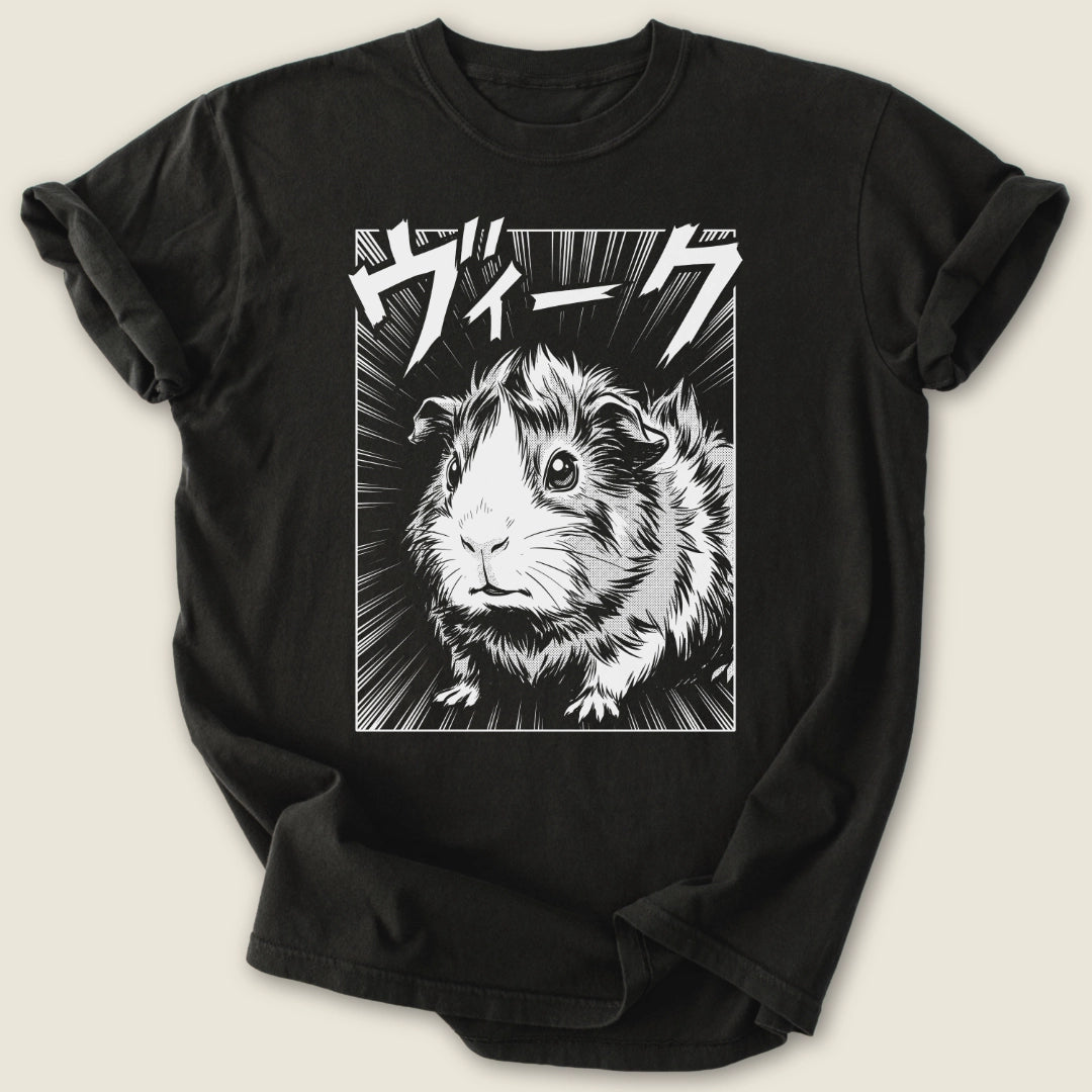 Manga Wheek T-shirt-Tee-Black-Guinea Pig Culture