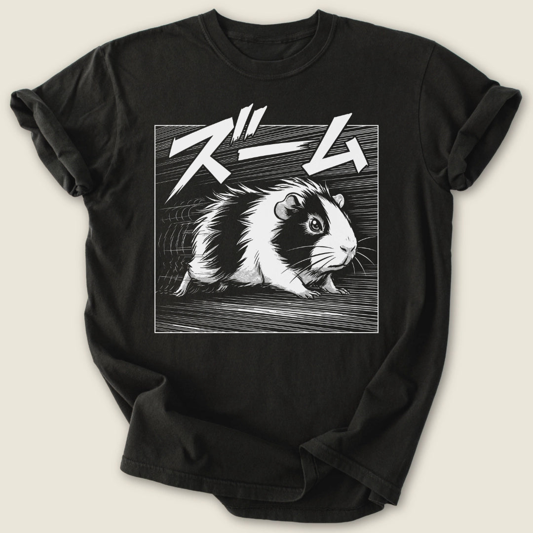 Manga Zoomies T-shirt-Tee-Black-Guinea Pig Culture