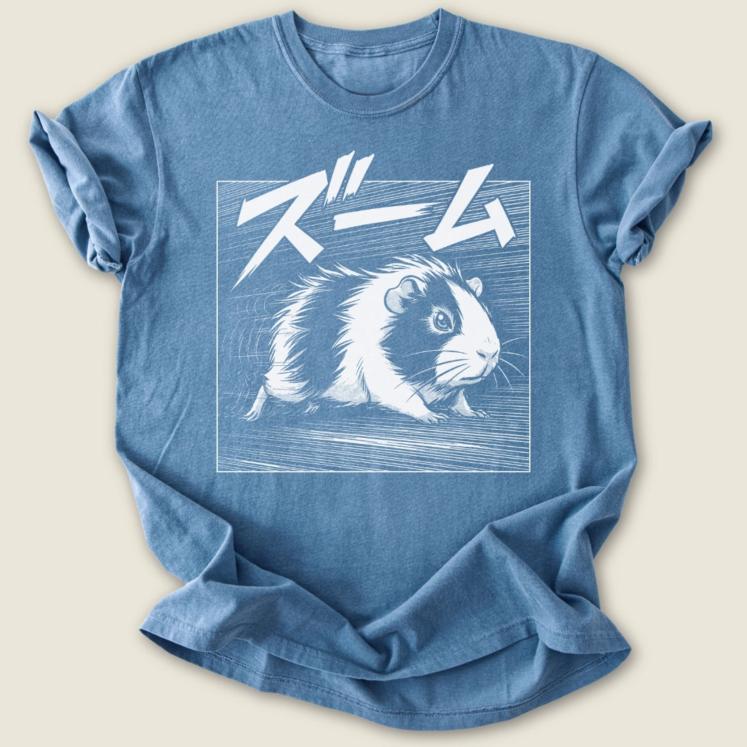 Manga Zoomies T-shirt-Tee-Blue Jean-Guinea Pig Culture