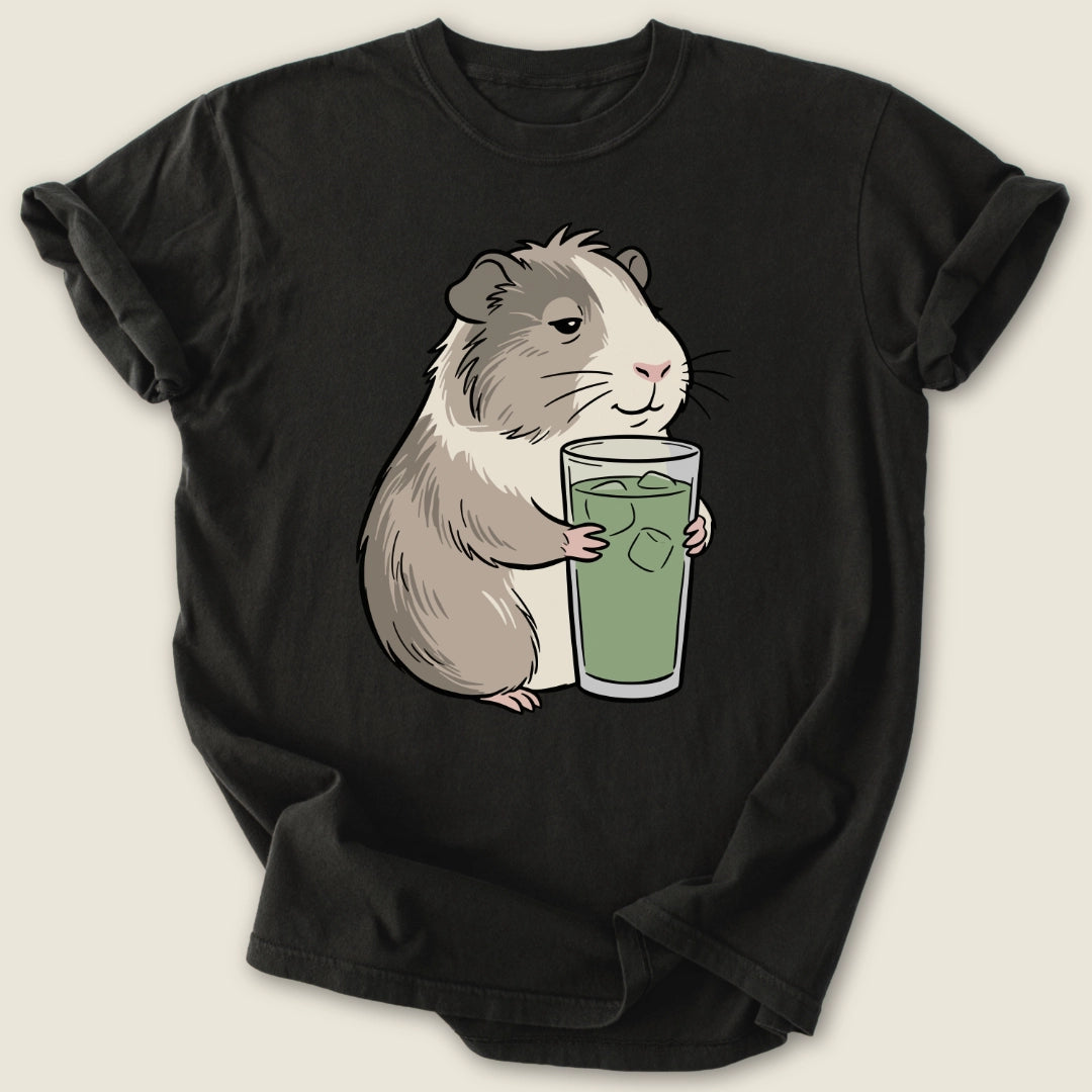 Matcha Piggy T-shirt-Tee-Black-Guinea Pig Culture