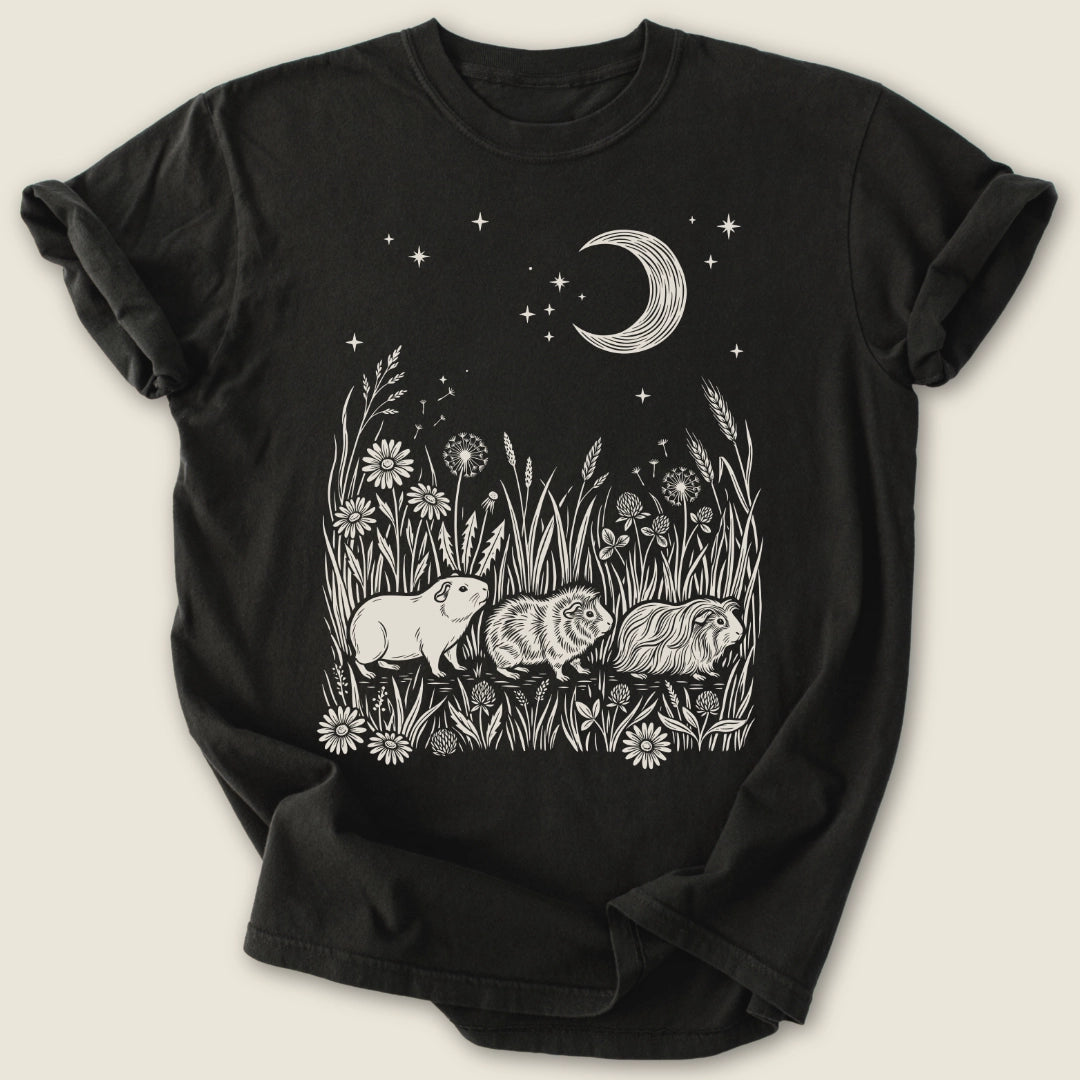 Midnight Meadow Herd T-shirt-Tee-Black-Guinea Pig Culture