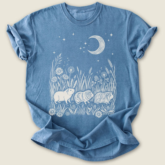 Midnight Meadow Herd T-shirt-Tee-Blue Jean-Guinea Pig Culture