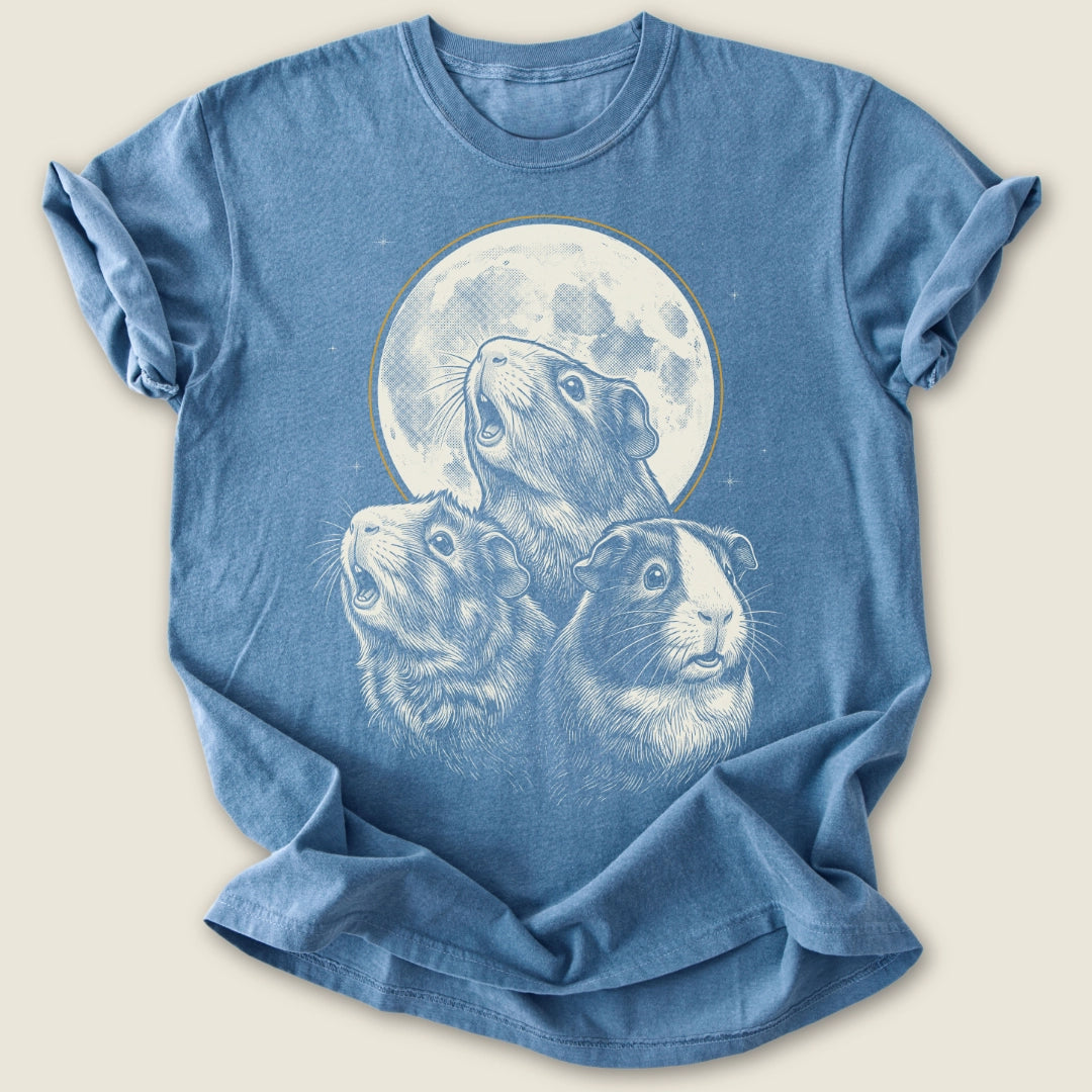 Moonlit Wheekers T-shirt-Tee-Blue Jean-Guinea Pig Culture