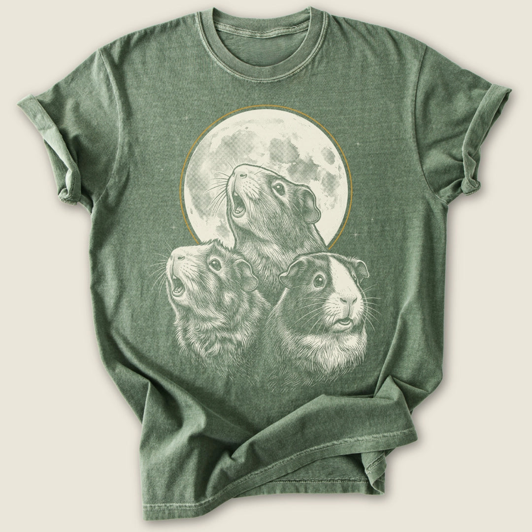 Moonlit Wheekers T-shirt-Tee-Moss-Guinea Pig Culture