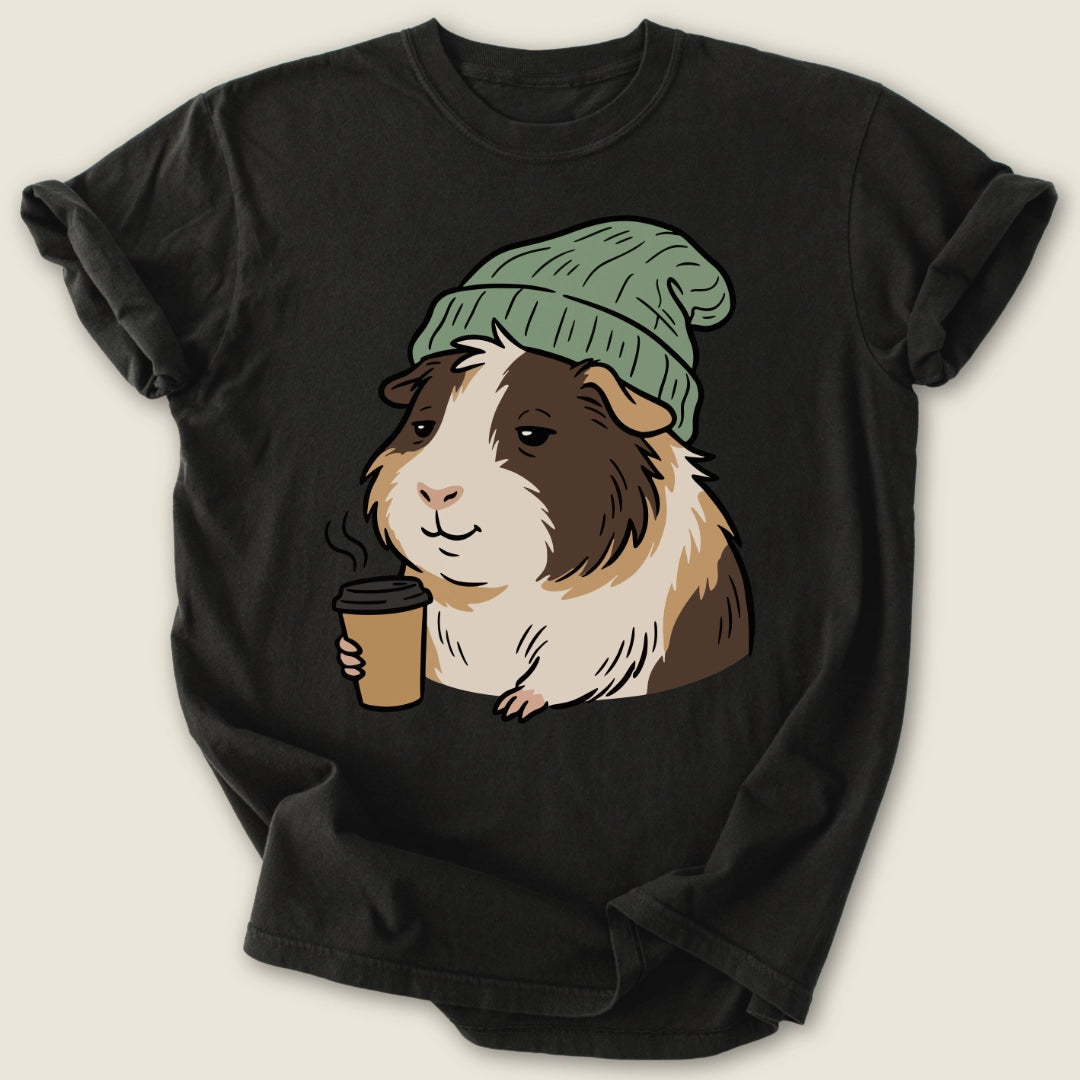 Morning Piggo T-shirt-Tee-Black-Guinea Pig Culture
