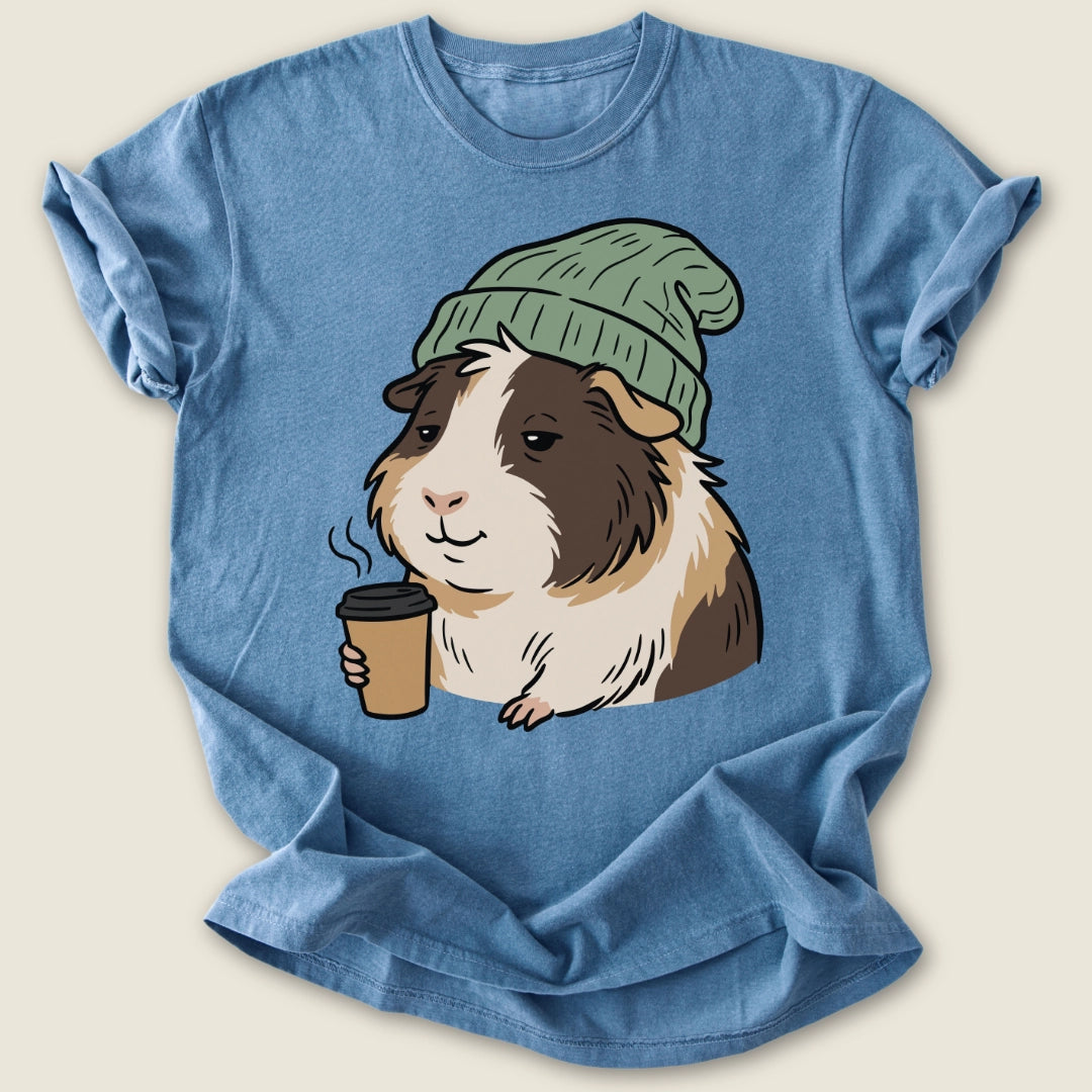 Morning Piggo T-shirt-Tee-Blue Jean-Guinea Pig Culture