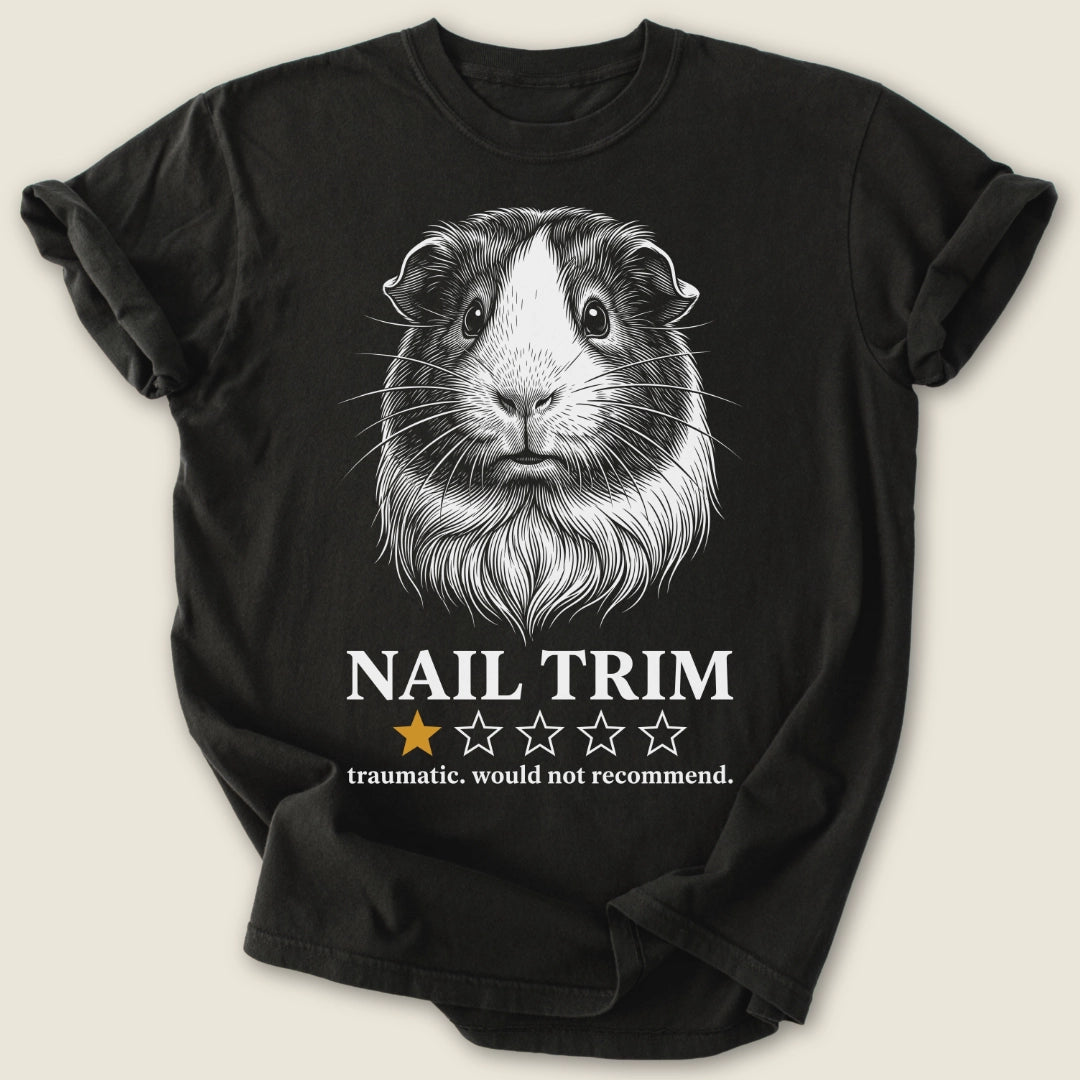 One Star Nail Trim T-shirt-Tee-Black-Guinea Pig Culture