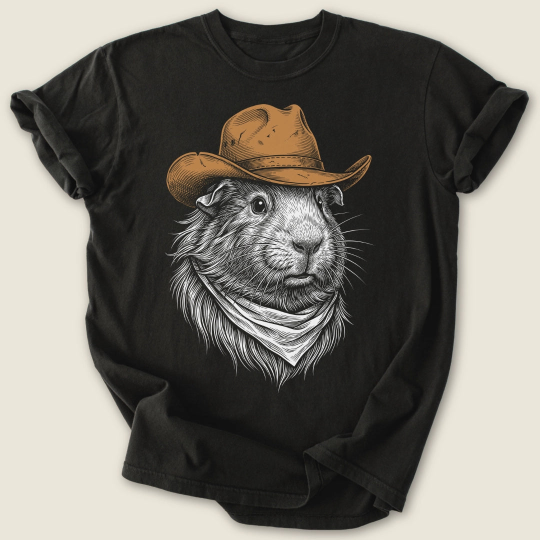 Outlaw Cavy T-shirt-Tee-Black-Guinea Pig Culture
