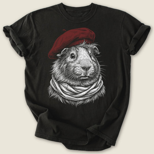 Parisian Piggy T-shirt-Tee-Black-Guinea Pig Culture
