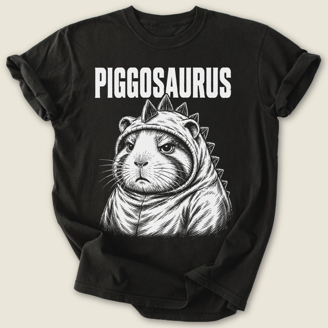 Piggosaurus T-shirt-Tee-Black-Guinea Pig Culture