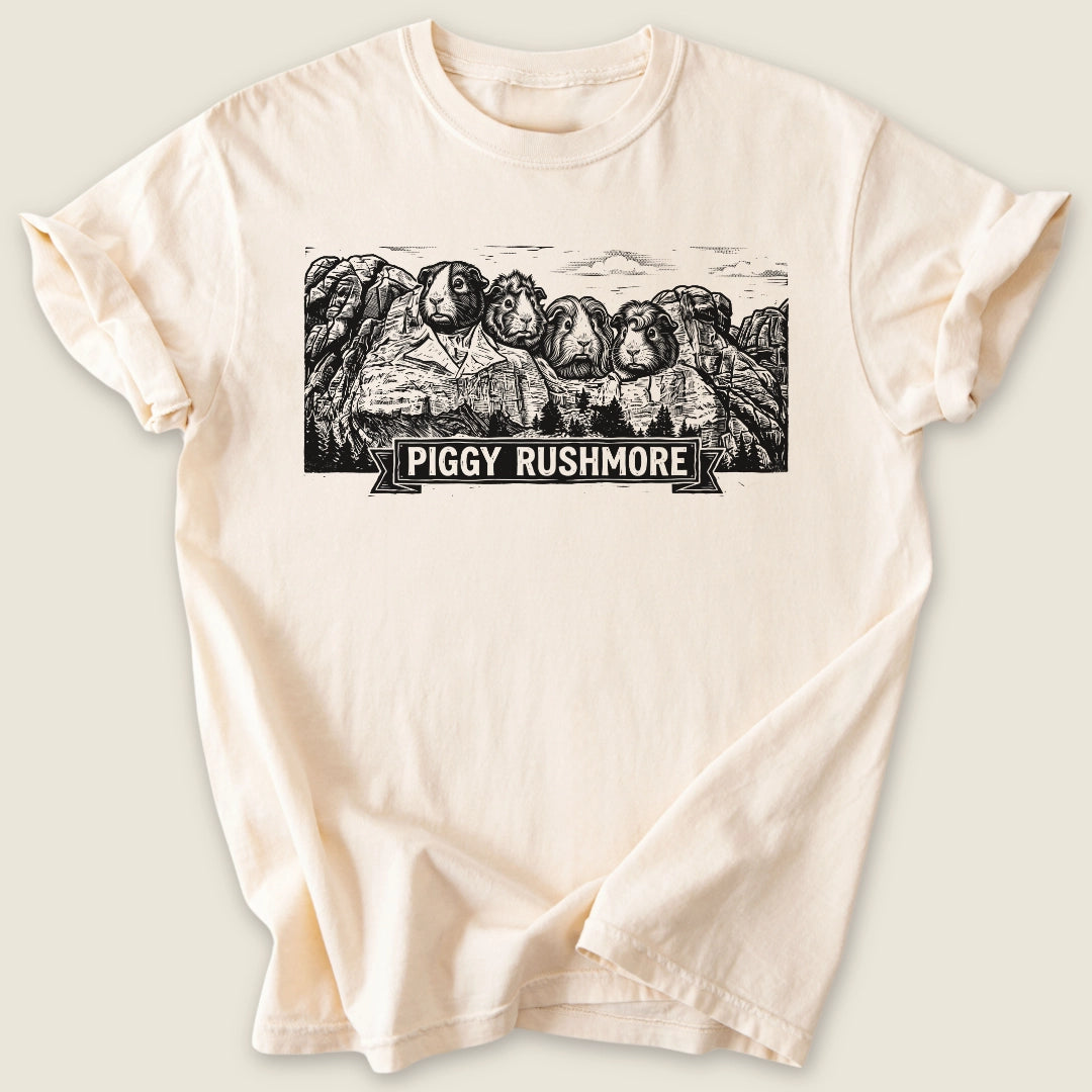 Piggy Rushmore T-shirt-Tee-Ivory-Guinea Pig Culture