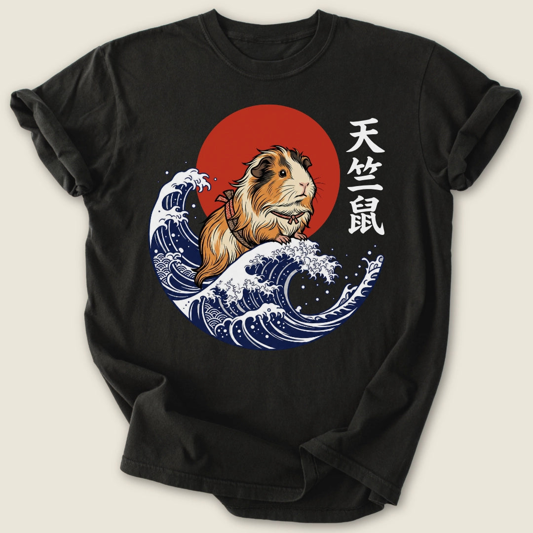 Piggy of Kanagawa T-shirt-Tee-Black-Guinea Pig Culture