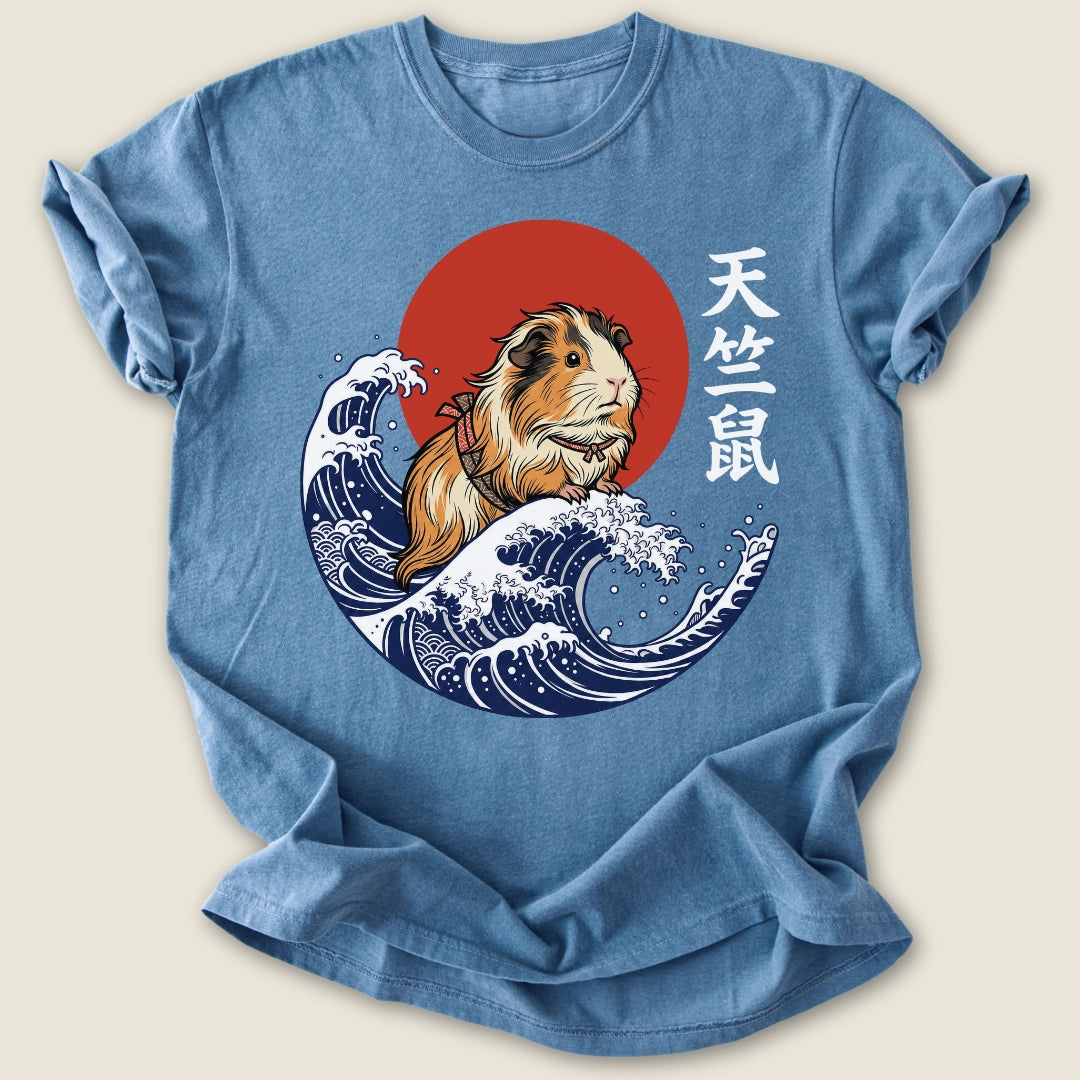 Piggy of Kanagawa T-shirt-Tee-Blue Jean-Guinea Pig Culture
