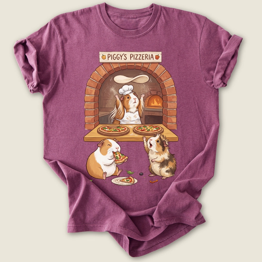 Piggy's Pizzeria T-shirt-Tee-Berry-Guinea Pig Culture
