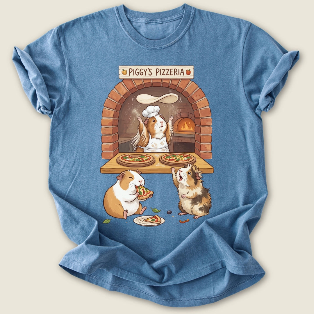 Piggy's Pizzeria T-shirt-Tee-Blue Jean-Guinea Pig Culture