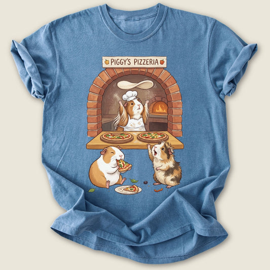 Piggy's Pizzeria T-shirt-Tee-Blue Jean-Guinea Pig Culture