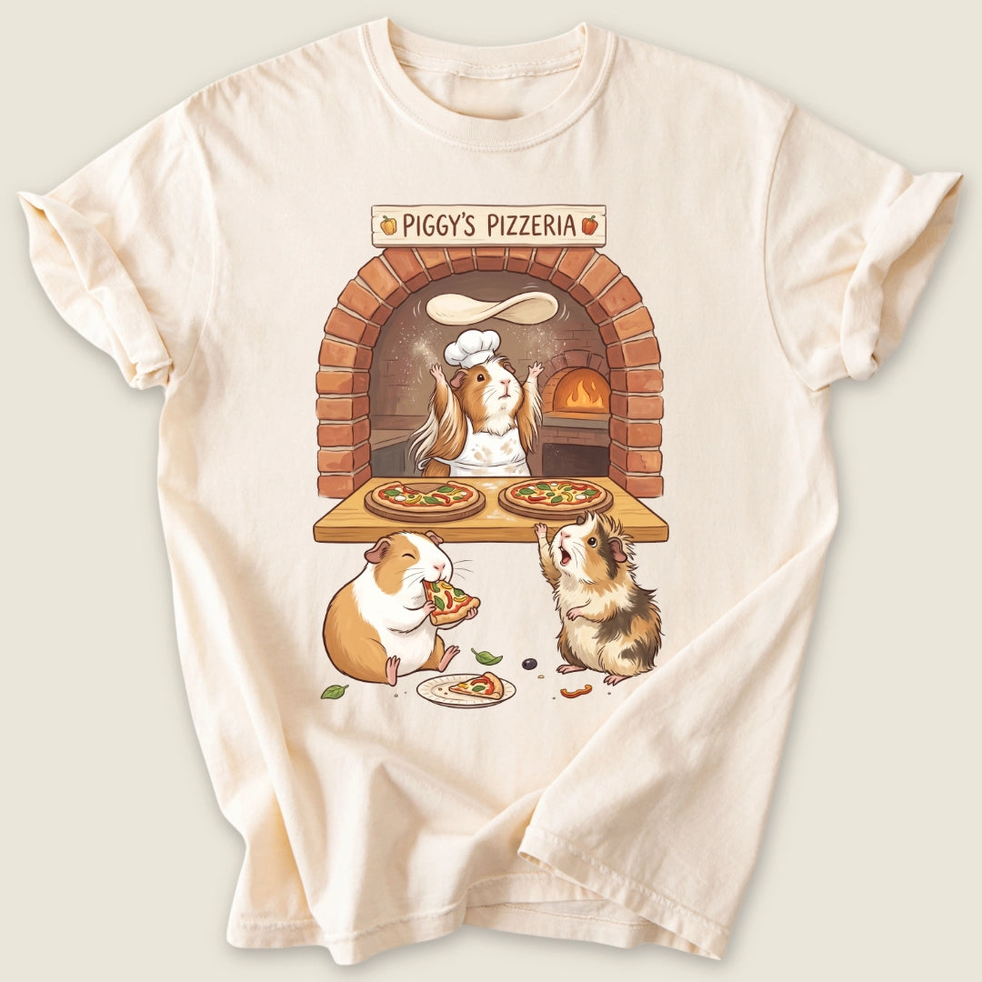 Piggy's Pizzeria T-shirt-Tee-Ivory-Guinea Pig Culture