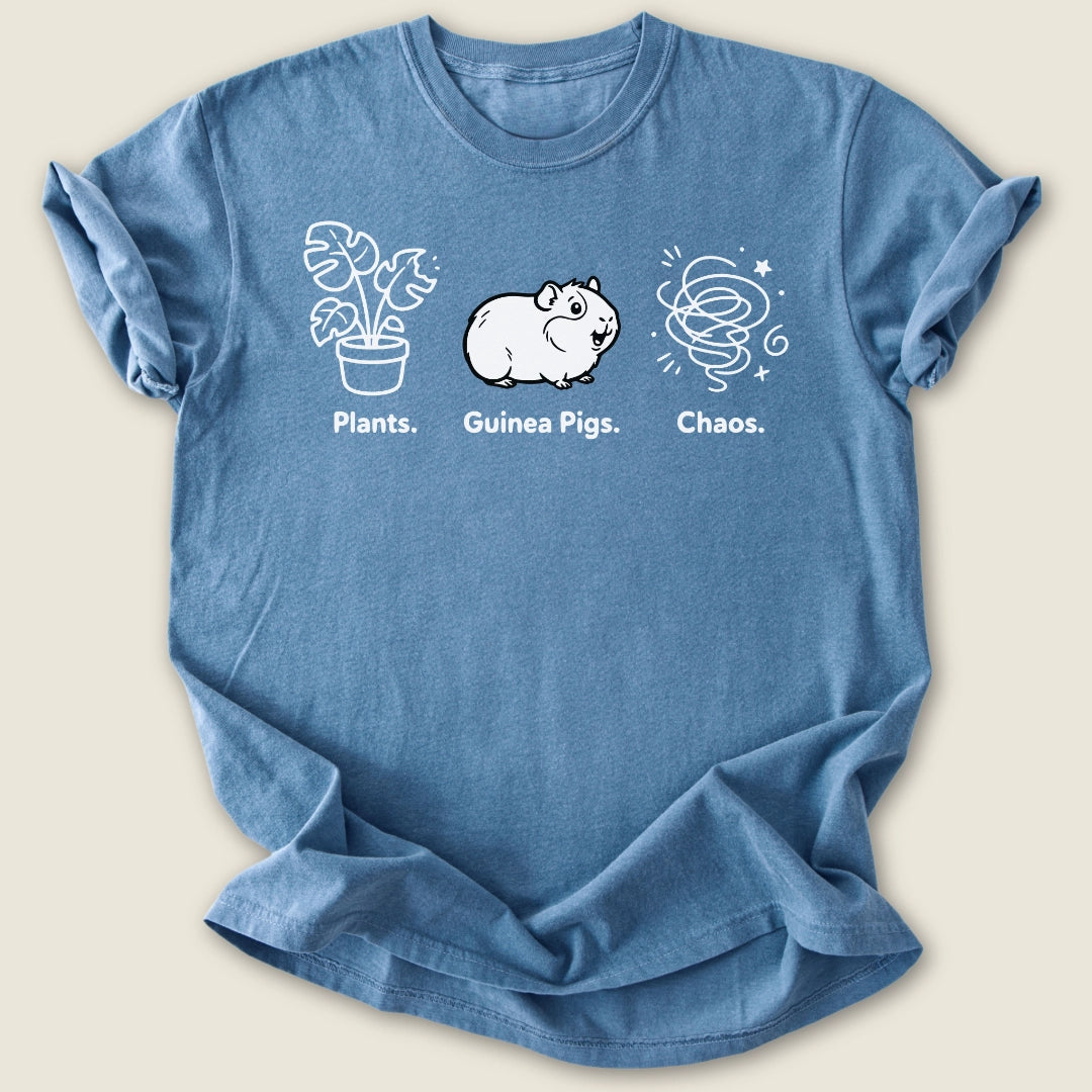 Plants. Guinea Pigs. Chaos. T-shirt-Tee-Blue Jean-Guinea Pig Culture